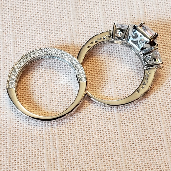 Guiliana 925 Sterling CZ Wedding Ring Set Size 7 - Picture 5 of 7